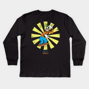 Goofy Retro Japanese Kids Long Sleeve T-Shirt